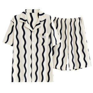 Bộ đồ ngủ nam MiiOW làm bằng vải cotton tay ngắn quần dài thoải mái cỡ lớn