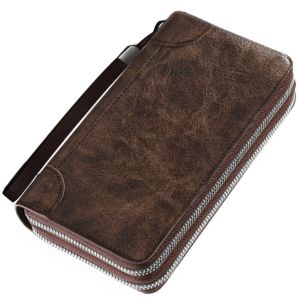 Solid Color Multi Functional Long Wallet Vintage Clutch Coin Purse mens Card Holder Zipper Wallet