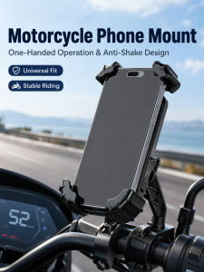 Motorcycle Phone Mount One-Handed Anti-Shake Bike Holder Universal Fit for Electric Scooter & Motorbike