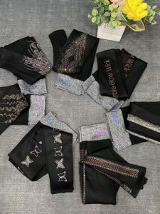 Comfortable Fleece Lined Small Foot Pants for Women Heavy Rhinestone Elastic Waist Autumn Winter Style Loose Fit Casual Trousers