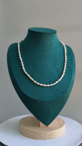 [ Woosilver ] Vòng cổ Trai Gạo Trắng Bạc Xám Nhẹ - Secondhand SI - NTG234