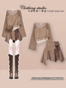 Bộ Váy Ba Mảnh Cổ Điển Dệt Kim Hở Lưng Thời Trang Mùa Hè Cho Nữ Váy Midi Cổ Tròn Dài Tay Áo Sơ Mi