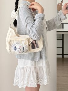 Harajuku Y2K Clear Transparent Ita Bag Korean Japanese Style Women Preppy School Daily Shoulder Crossbody Handbag Purse For Girl