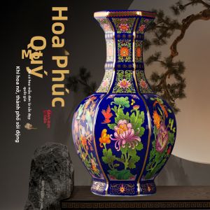 Vase Trang Trí Mô Phỏng Qianlong Cloisonné Men Màu Kích Kim