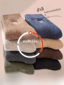 MiiOW | ถุงเท้ายาวผ้าขนสัตว์หนาสำหรับผู้ชาย MiiOW Cat Man ป้องกันกลิ่น อบอุ่น ฤดูใบไม้ร่วง/ฤดูหนาว ถุงเท้ายาวแบบลำลอง ถุงเท้าผู้ชาย