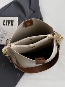 Trendy Bucket Bag with Multiple Compartments And Wide Shoulder Strap Fashionable Versatile Single Shoulder Crossbody Bag