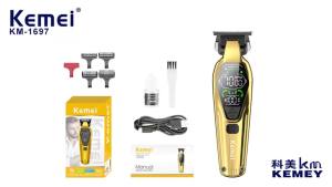 Kemei | Kemei Big Power Hair Clippers Full Metal DLC Blade LED Display Hair Trimmer for Men Professional Cutting Machine KM-1698 KM-1697