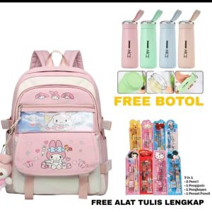 tas ransel sekolah premium motif kulomi korean style slot laptop waterproof backpack sekolah wanita anak sd smp sma tas ransel sekolah cinamoroll premium