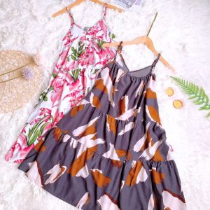 XẢ KHO 99K - Váy đầm ngủ 2 dây BROSI V003 chất lụa mango mềm mát họa tiết hoa dễ thương xinh xắn trẻ trung thiết kế thời trang dáng xòe tầng thích hợp mặc nhà