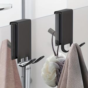 Heavy-Duty Stainless Steel Door Mount Shower Hook - Space-Saving Bathroom Organizer - Durable Home Storage Solutions-3.14x1.77in