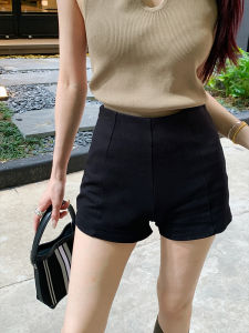 Black Casual High Waist Short Pants Womens Summer New Style Slimming Leg Lengthening Hot Pants Commute Style Regular Thickness