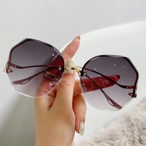 Fashion Large-frame Sun-protective Sunglasses For Women High-end Style Uv Protection Bezel-less Sunglasses1211