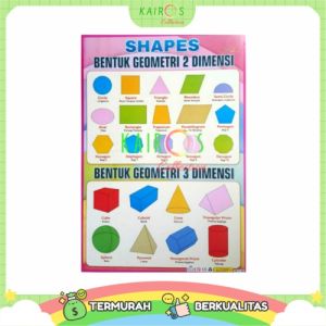 Poster Bentuk Geometri Anak Edukasi - Kertas Karton DC 250g - Ukuran 49x34cm - Desain Menarik & Atraktif (PAUD)