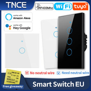 TNCE Tuya Switch WIFI RF US/EU 1/2/3/4 Gang No/With Neutral Wire Wall LED Light Controller Smart life Voice Alexa Google Home