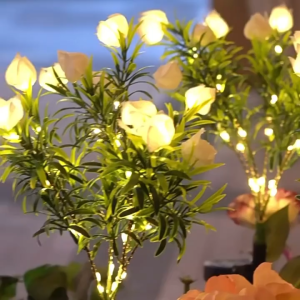 Solar Gardenia Light Garden Outdoor Waterproof LED Landscape Lamp For Christmas Lawn Halloween Cemetery Folower Light