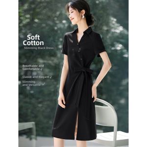 MOHANYIMEI | Leisure V-Neck Button-up Belted A-Line Dress