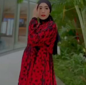 RED WAYANG DRESS GAMIS TWILL RAYON CANDI MEKAR GAMIS BATIK CAP GAMIS SHALDA BATIK PEKALONGAN