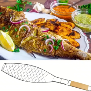 Portable nonstick BBQ fish grilling basket mesh grills basket chicken fish meat BBQ mesh clip barbecue tools bbq grilling accessories