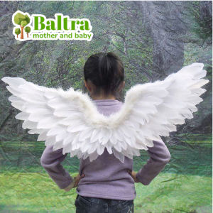 Baltra Swallow shape White Angel Feather Wings With Elastic Straps For Kids Party Decor