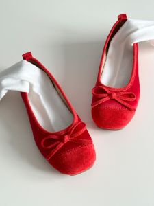Gogoback Red Shoes Miu Wear Flats round Head Slip-on Lazy Shoes Casual Easiest for Match Ballet Flats
