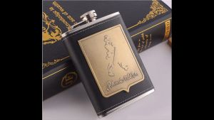 Bình inox đựng rươu mini dung tích 250ml (8oz) bọc da logo johnnie walker
