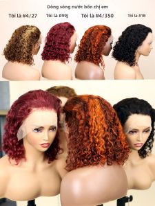 Tóc Người Nhuộm Màu 13x4 Full Lace Wig P4350 427 99J 1B Brazil Chất Liệu Ren Trong Suốt Đã Tỉa Sẵn Kiểu Tóc Bob Ngắn