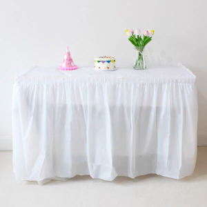 73x426cm Pastel Table Skirt Baby Kids Birthday Party Decor Pink Blue Disposable Table Skirts Cover Christening Shower Wedding