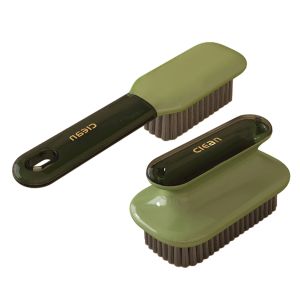 2Pcs Dense Bristle Cleaning Brush Set for Shoes and Clothes Long Handle Compact Brush Gentle Fabric Safe Stain Remover Home Us
