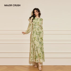 Elegant Floral French Tea A-Line Long Dress