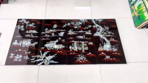 Bộ tranh sơn mài 4 tấm - ĐÔNG QUÊ - Khảm cừ cao cấp/ Ốc chìm / Size 60x120 cm