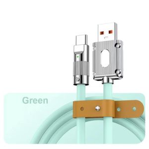 1.5M 120W Zinc Alloy Usb Type C Fast Charger Ccable Led Indicator 6A Soft Cord forsamsung xiaomi huawei oppo vivo