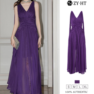 ZYHT ชุดเดรสผู้หญิงชุดเดรสสีม่วงชุดเดรสทรงเอชุดเดรสใส่ไปทำงานชุดเดรสตาข่ายชุดเดรสแต่งงานหรูหราชุดเดรสปาร์ตี้ชุดราตรี50895