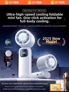 2025 New Handheld Mini Cooling Fan Portable Outdoor Neck Hanging Ultra Long Battery Life Foldable Quiet USB Rechargeable Fan