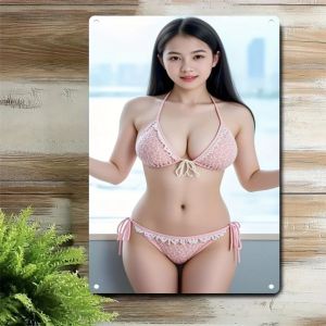 CIFbuy | 2D Pink Lace Bikini Metal Wall Art Funny Home Bar Cafe Decor Christmas Gift