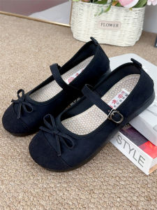 Giày Đơn Phẳng Cổ Điển Mùa Xuân 2025 Giày Đơn Phẳng Đơn Giản Có Nơ Thắt Nút Phong Cách Bắc Kinh Cổ Điển Giày Đơn Đa Năng Thời Trang Cho Mẹ