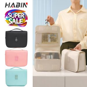 กระเป๋าใส่เครื่องสำอาง Cosmetic Bag กระเป๋าใส่เครื่องอาบน้ำ เหมาะสำหรับการเดินทาง กระเป๋าจัดระเบียบ จุของได้เยอะ Toiletry bag มีสีเบจ/สีฟ้า/สีชมพู/สีดำ 💦พร้อมส่ง💦
