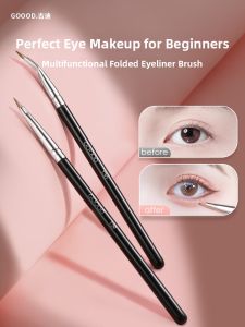 Gudi Cornered Flat Head Eyeliner Brush Ultra Fine Detail Makeup Brush Concealer Pencil Eye Makeup Tool Portable Handle
