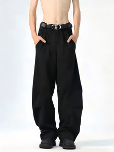 American Style Black Wide Leg Jeans Mens Autumn Winter Cool Handsome Workwear Pants High Waist Straight Cut Loose Fit Jeans