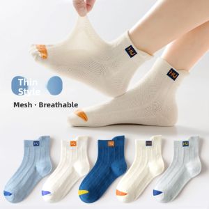 MiiOW | Breathable Thin Cotton Children Socks Mesh Design For Boys And Girls Summer Mid-Calf Socks Absorb Sweat Comfortable Kids Socks