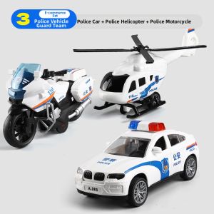 YANGBEI | Police Car Set Toy Vehicle with Motorcycle Bus and Small Car for Kids 3 6 Years Old Educational Pull Backs Vehicle Playsets for Boys Girls