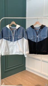 B3900 Hoodie Mixed Jeans Loose Jacket
