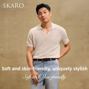 Breathable Knit V-Neck Polo Shirt