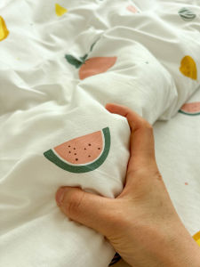 Thickened Pure Cotton Cartoon Fruit Vegetable Bed Sheet Set Single Piece Diagonal Pattern Bedding Cover for All Seasons