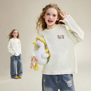 Ask Junior | Color Block Round Neck Girls T-shirt for Spring and Autumn