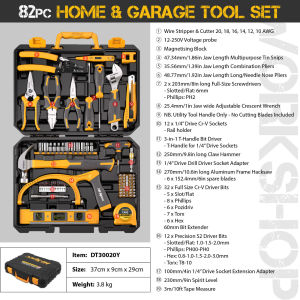 Hi-Spec | Bộ Dụng Cụ Gia Đình 82 Món Bộ Dụng Cụ Sửa Chữa Nhà Cửa Dụng Cụ Cầm Tay Kèm Hộp Đựng Dành Cho Nam Giới Bộ Dụng Cụ Bảo Trì Xưởng DIY Bằng Kim Loại