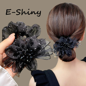 ผลิตภัณฑ์เสริมจมูกจำหน่ายใหม่ ผมยืดเชือกผมดอกไม้ตาข่ายออร์แกนซ่าหรูหราสำหรับผู้หญิงหญิงสาวที่รัดผมเครื่องประดับศีรษะ