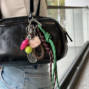 [In Stock] Miu Series Braided Rope Handbag Pendant Baseball Car Keychain Niche Style Conspicuous Fancy Couple Female