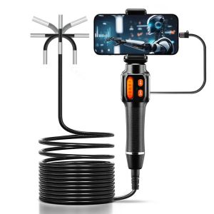 360 Degree Rotation Endoscope Camera 6mm Lens HD Articulated Inspection Borescope Camera IP67 for Automotive Car IOS Android