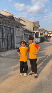 Kaos Distro Anak Laki Laki Perempuan Polos Kombinasi Tangan Pendek Usia 1-11 Tahun K143