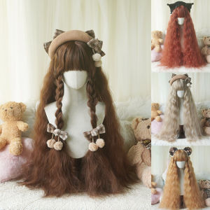 Caramel Gold Long Wool Curl Fake Hair 80cm Adjusting Buckle Whole Head Lolita Corn Silk Hair Accessories Orange Juice